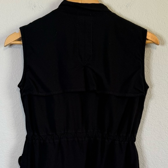 Smart Set Black Button & Cinch Waist Tie Front Sleeveless Lightweight Shirt Top - Picture 7 of 12